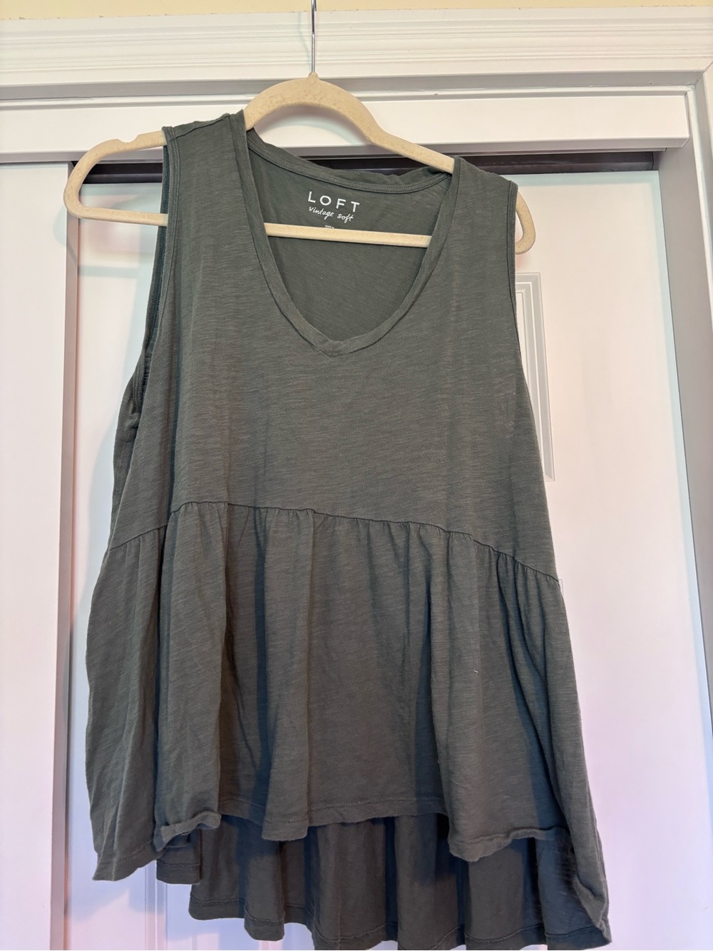 LOFT Olive Green Tiered Tank Top